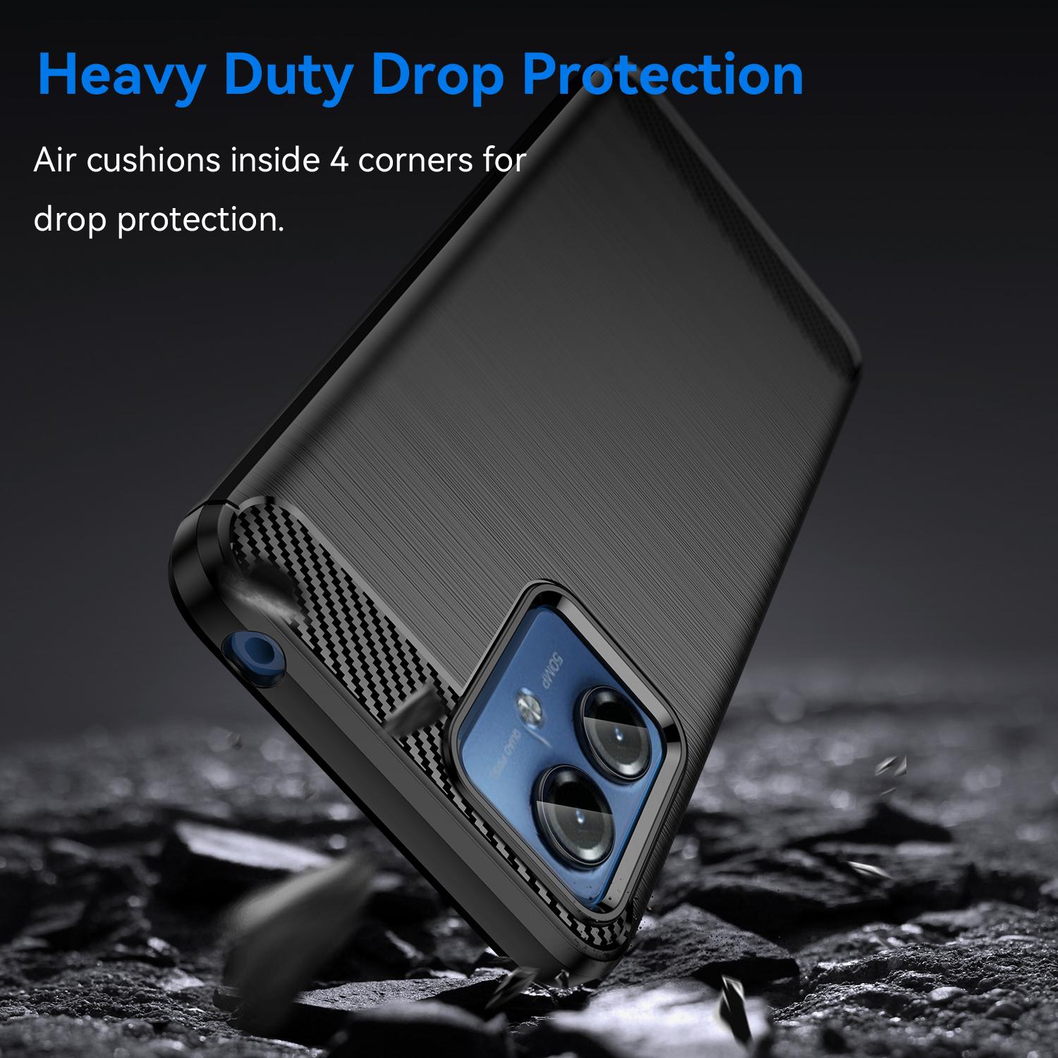 

Soft TPU Brushed Cover for Motorola Moto G14 4G,Carbon Fiber Texture Phone Case Blue