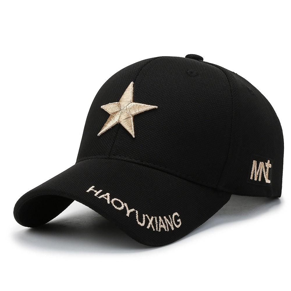 Spring Autumn Cotton Baseball Cap With Embroidered Star Pattern For Outdoor Sun Protection