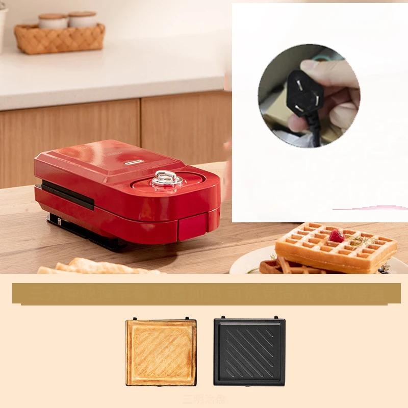 

Приспособление для приготовления завтрака 1 шт. Электрическая хлебопечка Trimix Двойная вафля Маленький пресс Тостер Тосты Кухонная техника красный