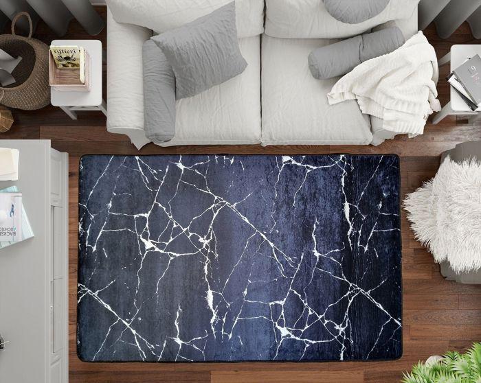 Rug - Trendy - Black Marble - 120x180 Cm - Non-slip - Machine Washable
