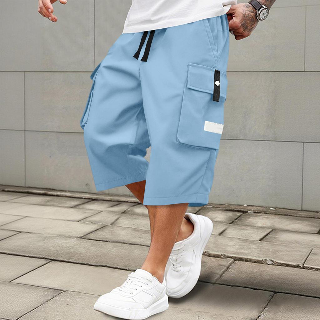Men's Casual And Fashionable Lace-up Lightweight And Breathable Sports Shorts. Men's Loose And Large-sized Multi-pocket Workwear Shorts.