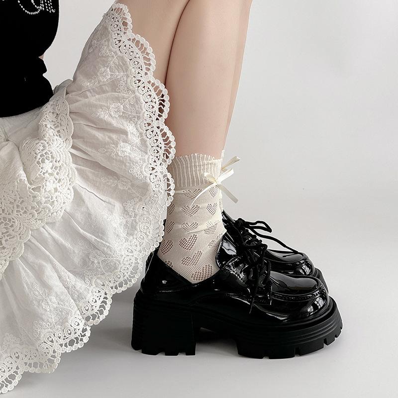 Retro black lace-up versatile platform small leather shoes women's 2025 new spring and autumn skirt French single shoes loafers