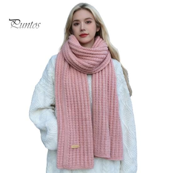 Solid Color Wrap Women Scarf Thickened Warm Autumn Winter Versatile Comfortable Knitting Long Fashion Accessory