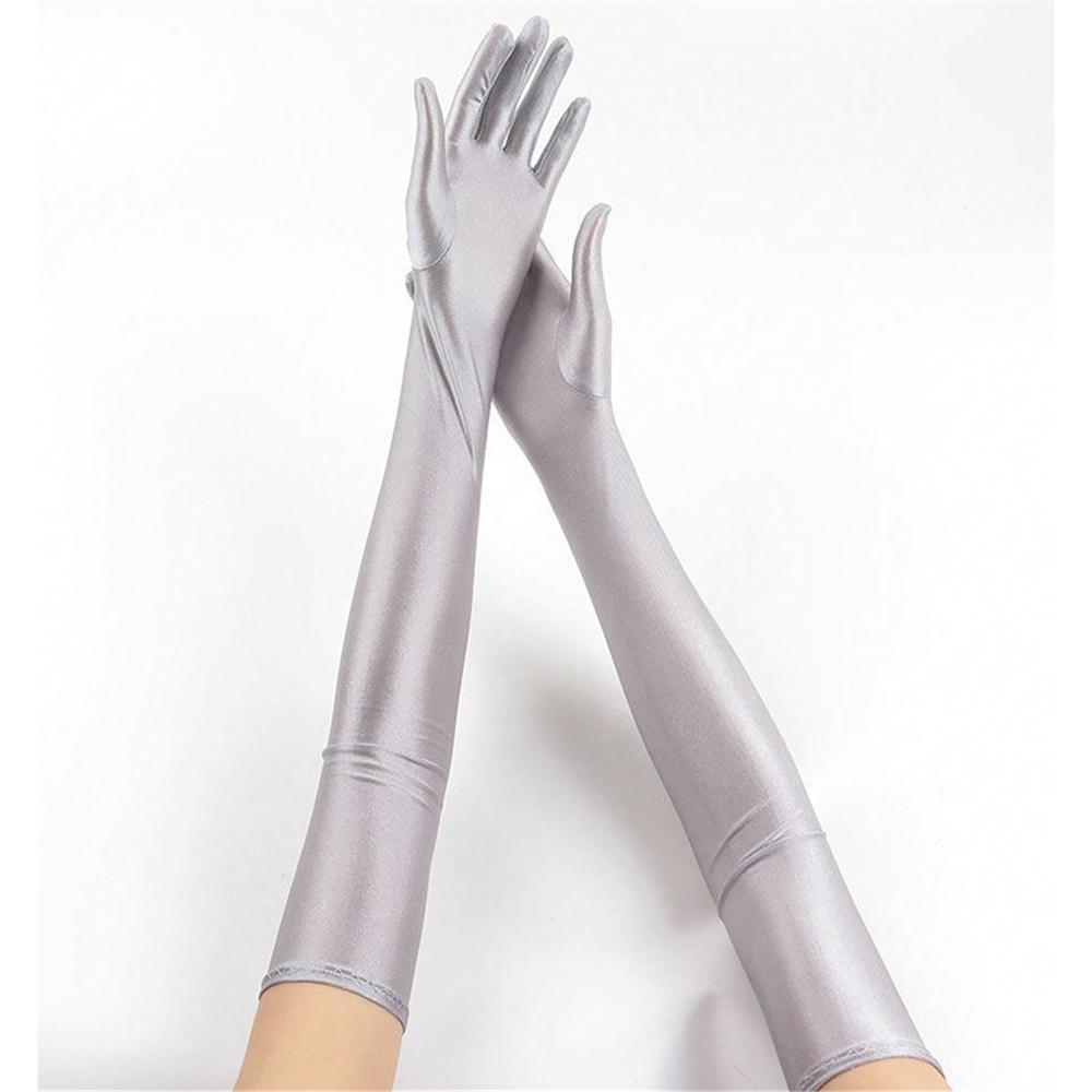1 Pair Of Women's Extended Stretch Gloves Summer Thin Dance Performance Wedding Gloves Over The Elbow