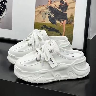 Internet Celebrity Lightweight Bag Head Half Slippers Women Wear Muffin Casual Shoes New Small White Shoes Lazy Shoes Thick Sole