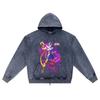 DTG Print Knitted Denim Zip-Up Hoodie Caballero Fenix Brother Print Zipper Hoodies  