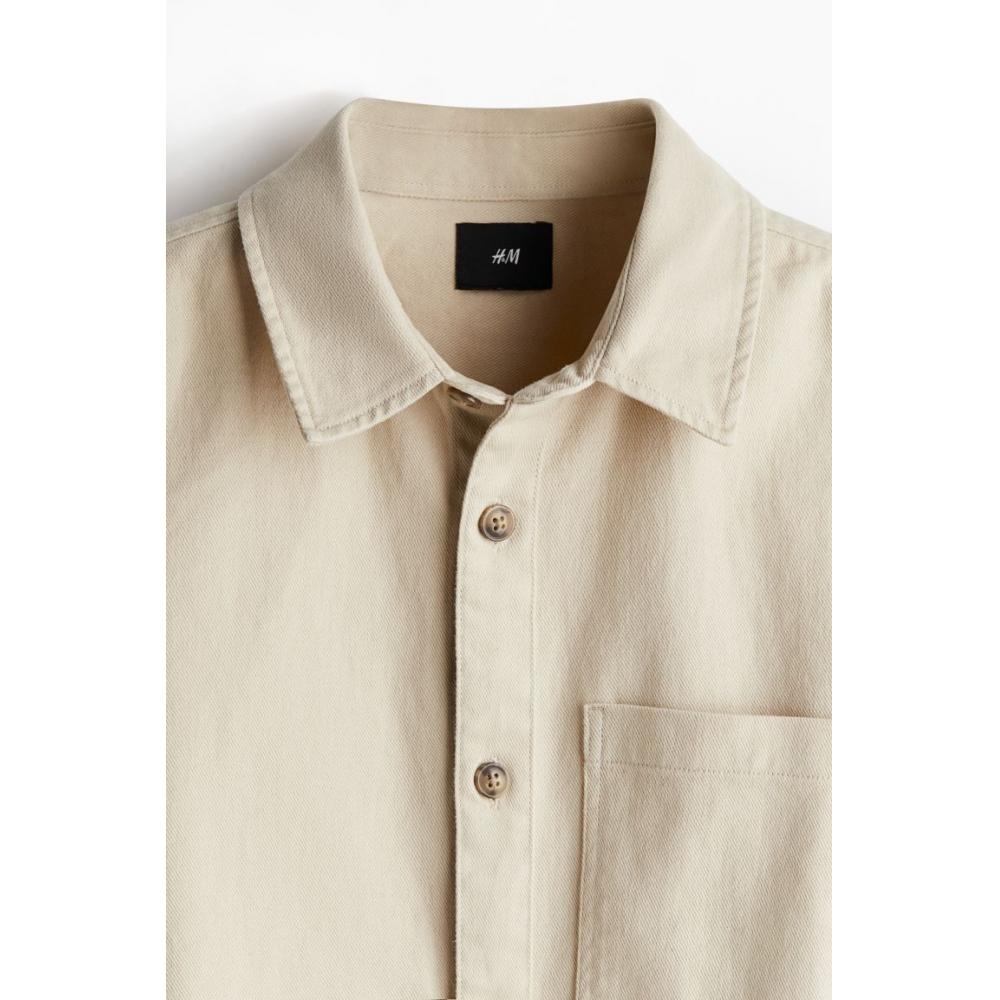H M Regular Fit Cotton Twill oversHirt Beige