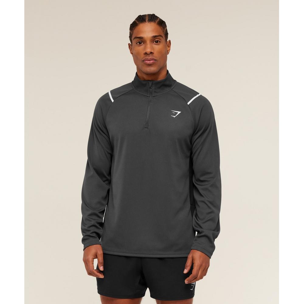 Gymshark Arrival Contrast 1 4 Zip Gs Onyx Grey Gs Black A5b2b Gb78