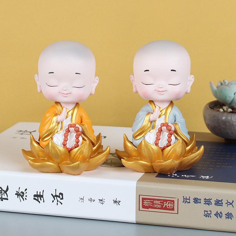 1-5pcs Creative Home Decoration Car Ornaments Childhood Monks Cute Resin Crafts Ornaments Bedroom Tea Room Office Ornaments Gift