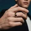 With Brown Tiger'S Eye Wood Inlay Rings Fashion 8mm Black Men Stainless Steel Ring for Men Women Wedding Jewelry Drop Shipping