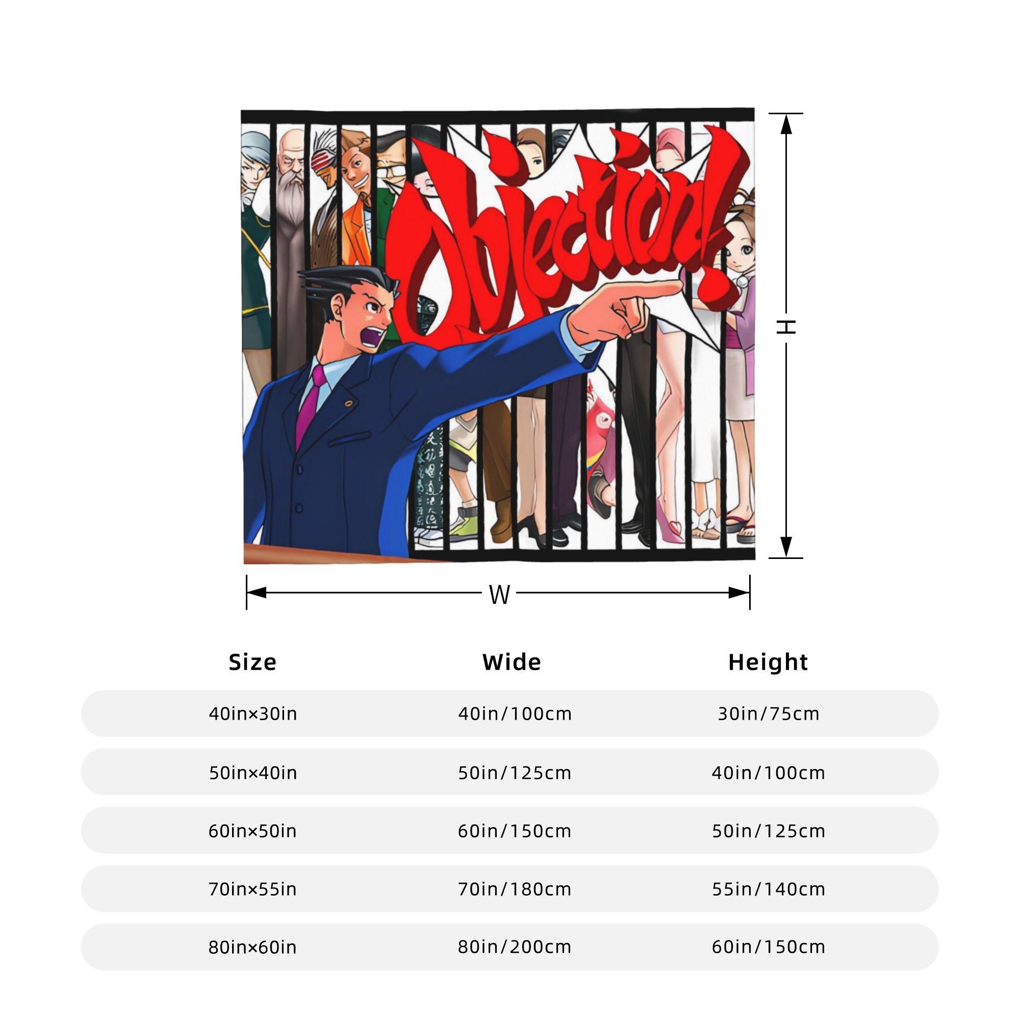 

Objection Phoenix Wright Ace Attorney Flannel Blankets Gaming Throw Blanket for Sofa Bedding Lounge 200x150cm Bedspreads 130x150cm
