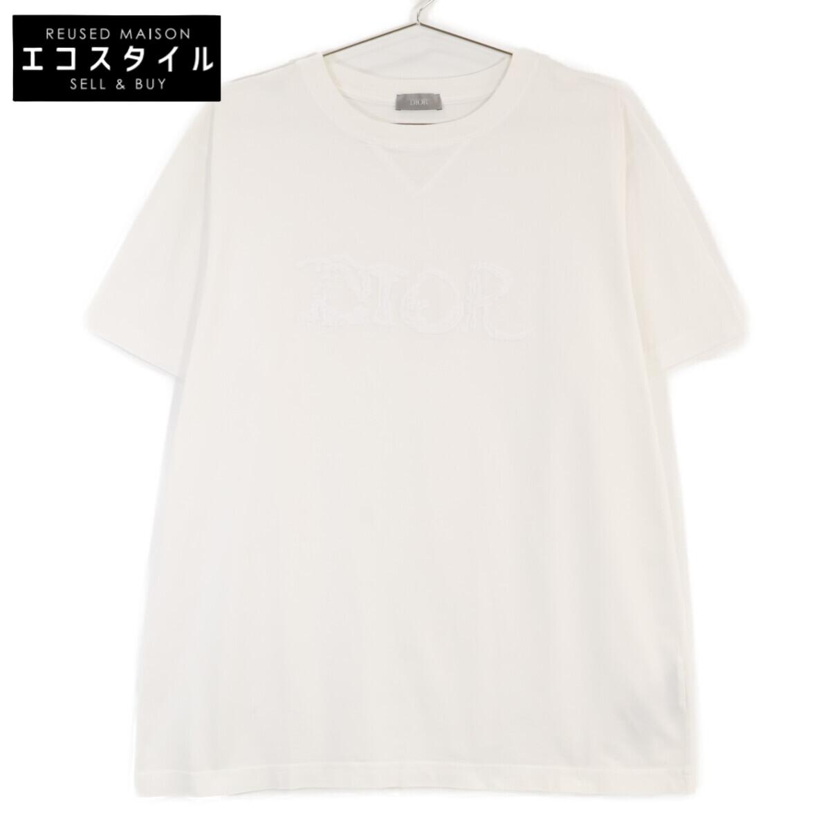 

DIOR White front logo short sleeve T-shirt tops M whiteUsed