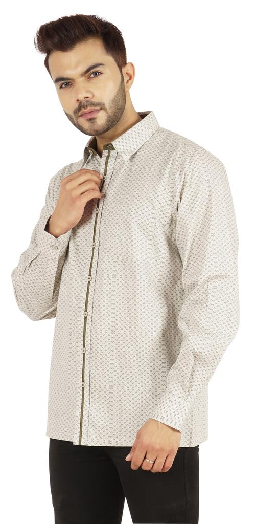 BestMan Printed Shirt For Mens Cotton Office Wear Long Sleeves Button Down Formal