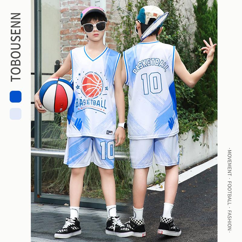 Summer new men's and children's basketball suit outdoor women's sports training quick-drying jersey short-sleeved shorts two-piece set