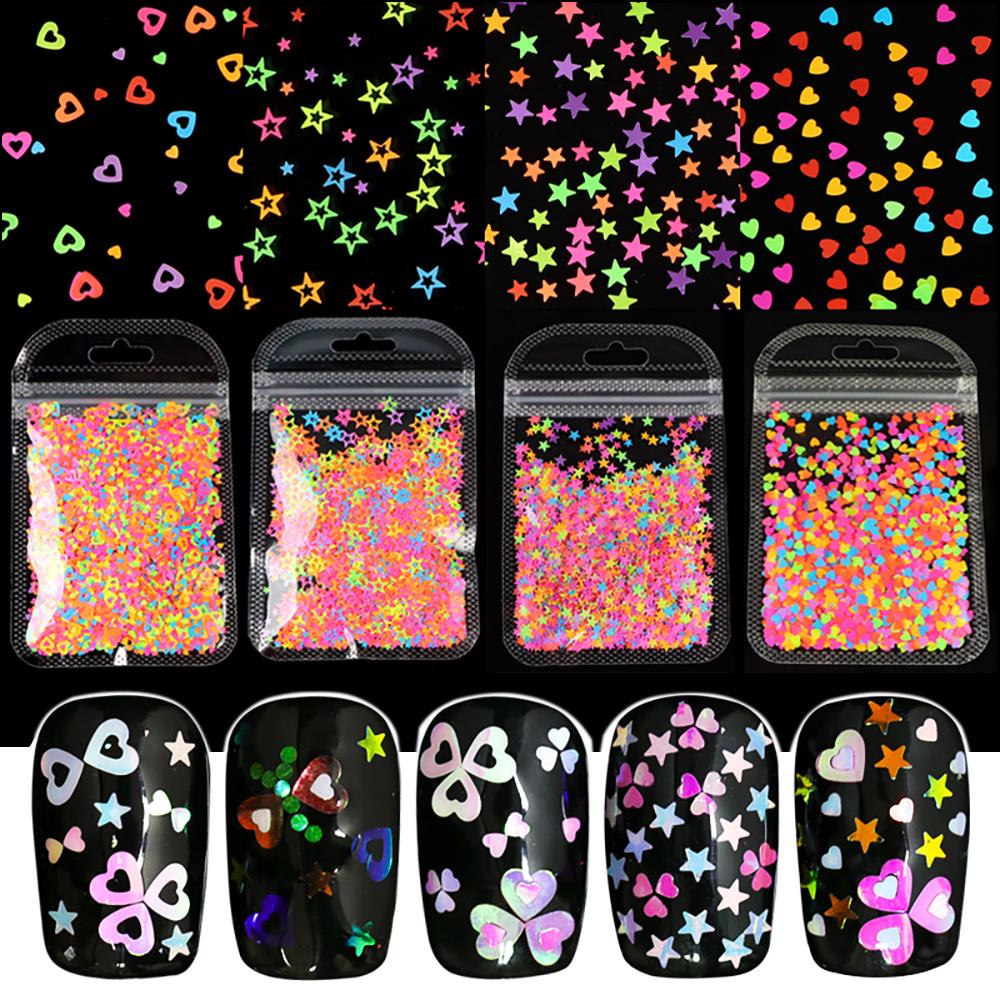 

Эффект флуоресценции ломтики в форме цветка нейл-арт украшения маникюр блестящие хлопья блестки для ногтей