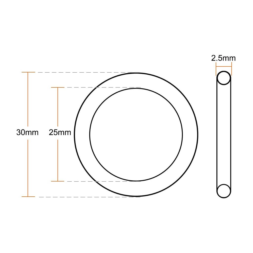 uxcell Rubber O-ring FKM Seal Gasket Outer Diameter 30mm Inner