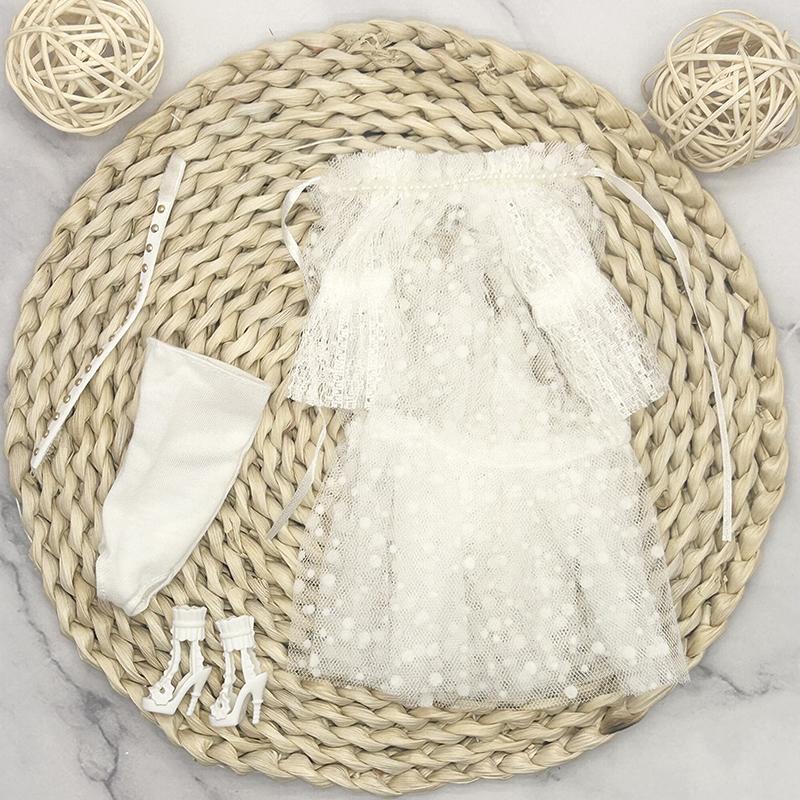 32cm Supermodel Doll Clothes Suit European Fashion Feather Dress Gauze Skirt Exquisite Accessories Set DIY Toy Collector Gifts