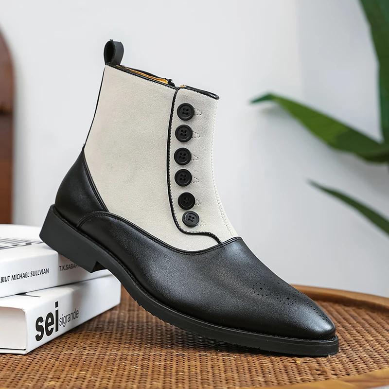 High Tops New Winter Fashion Mixed Colors Patchwork Ankle Boots Men's Casual Shoes Luxury Brand Designer Shoes Boots for Men