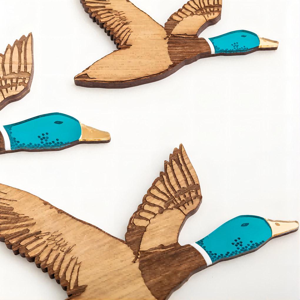 3pcs Duck Ornaments Collection Wooden Flying Ducks Wall Art For Farmhouse Decor Duck Ornament Dad