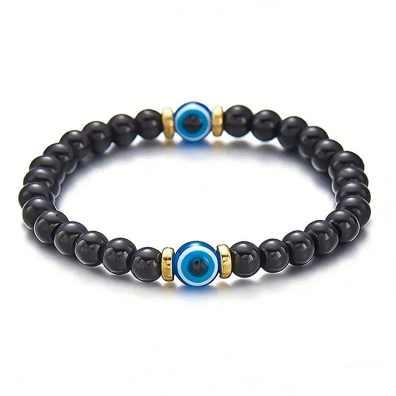 Turkish Blue Eye Bracelet Lucky Amulet  Hand Chains Gifts 5/8MM Tiger Eye Stone Beaded Evil Eye Bracelets for Women Men