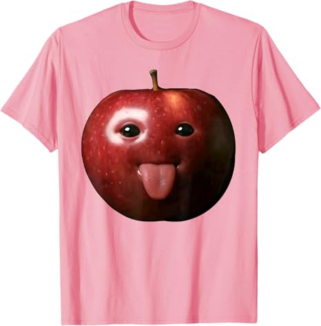 Lustiges albernes KI Apfel Gen Z Meme Gehirnfäule Humor Zunge raus T-Shirt Obstliebhaber Y2k Kunst Ästhetik Oberteile Sigma Apfel Rizz Spruch T-Shirt