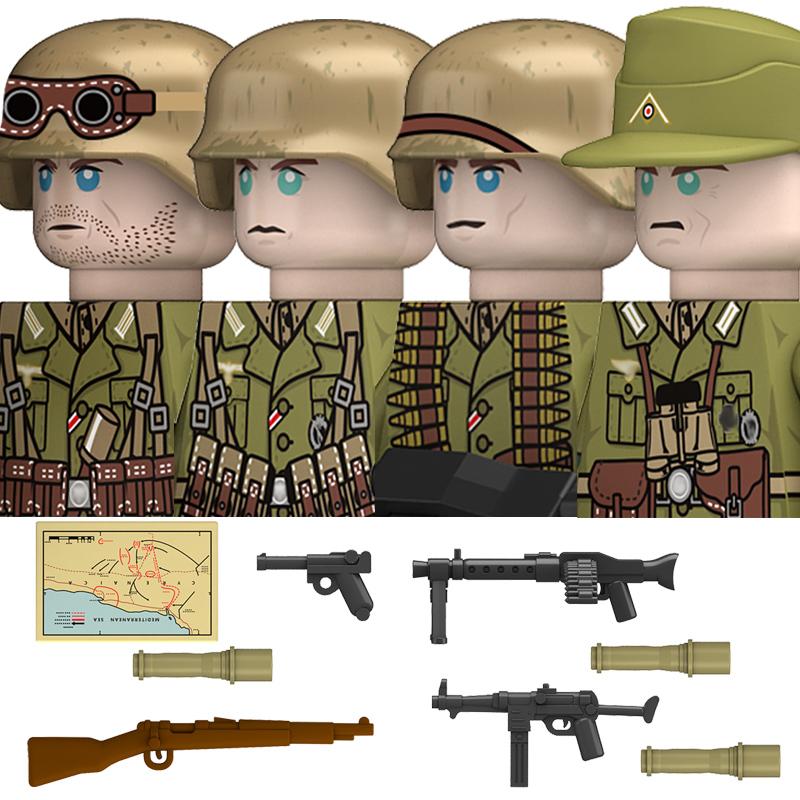 Ungiftige Militär-Zweiter Weltkrieg Deutsche Marine Panzer Truppen Bausteine USA 101. Großbritannien Sowjetunion Soldaten Infanterie Waffen Steine Spielzeug Kinder