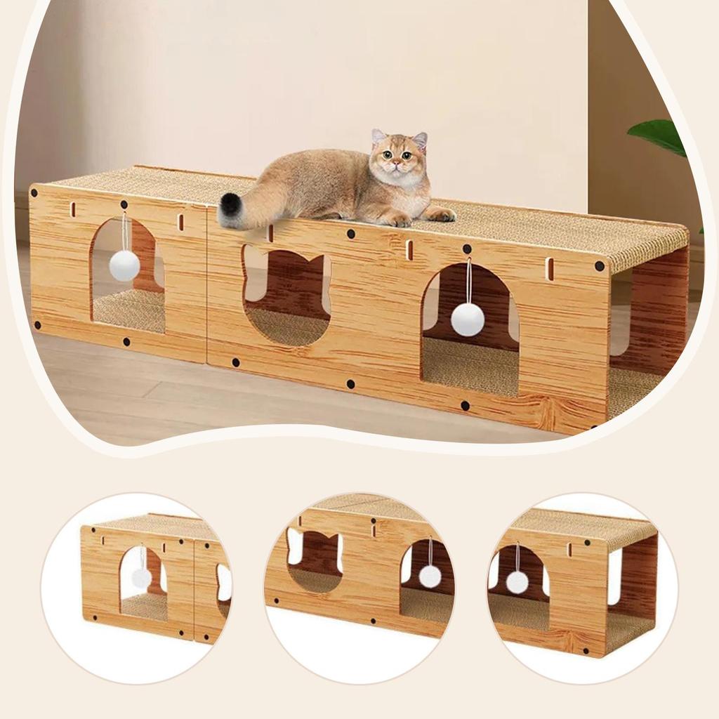 Tunnel with Scratch Pad And Interactive Ball for Home Cats