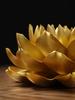 New Chinese Style Handmade Golden Emperor Lotus Figurine for Buddhist Decor with Zen Incense Burner Ceramic Miniatures