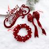 Burgundy Flocked Bow Reindeer Christmas Tree Ornament