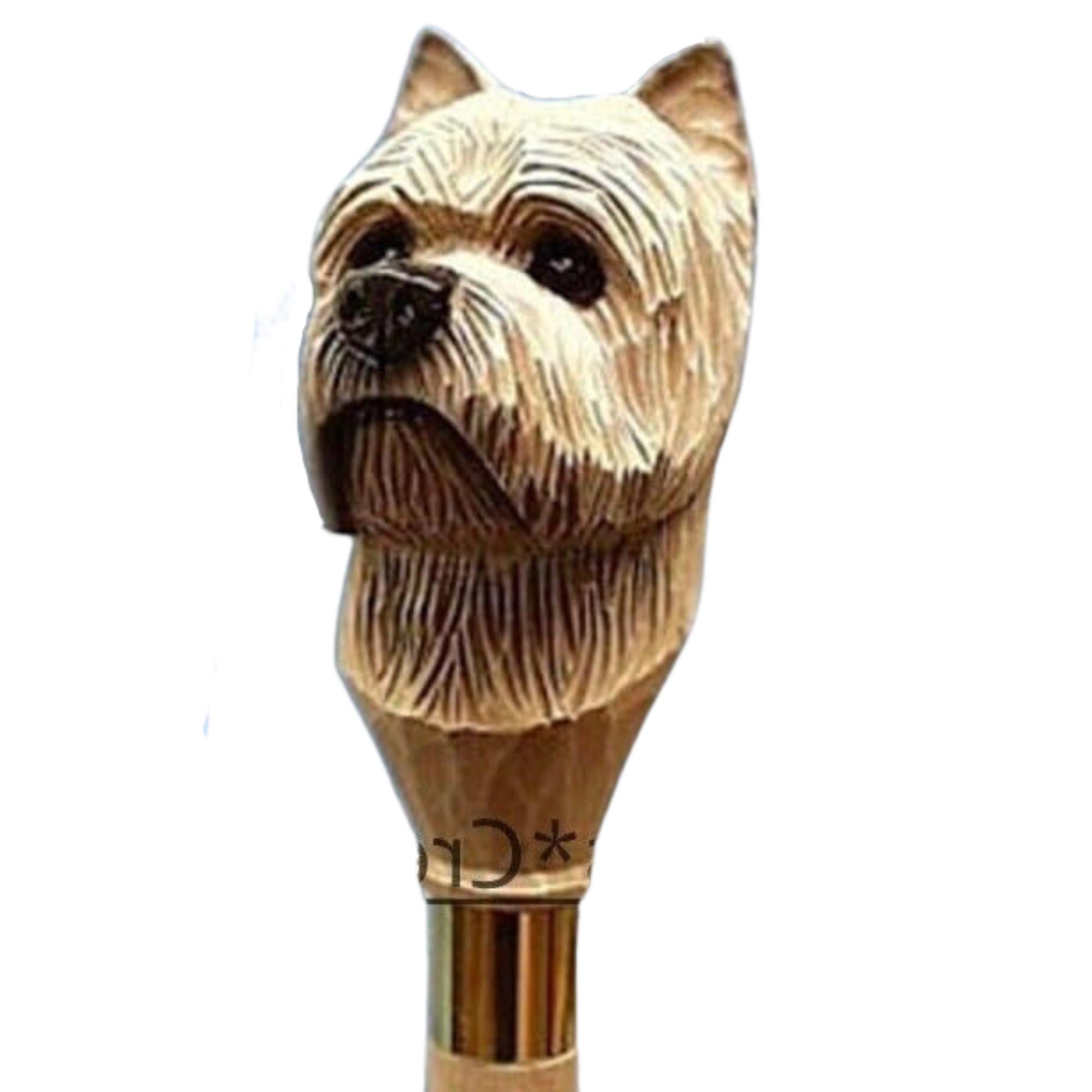 

Cairn Terrier Dog Head Carved Handle Unique Style Wooden Walking Stick Cane Gift
