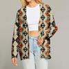 Women's Fashion Long Sleeve Christmas Print V-Neck Button Loose Cardigan Top