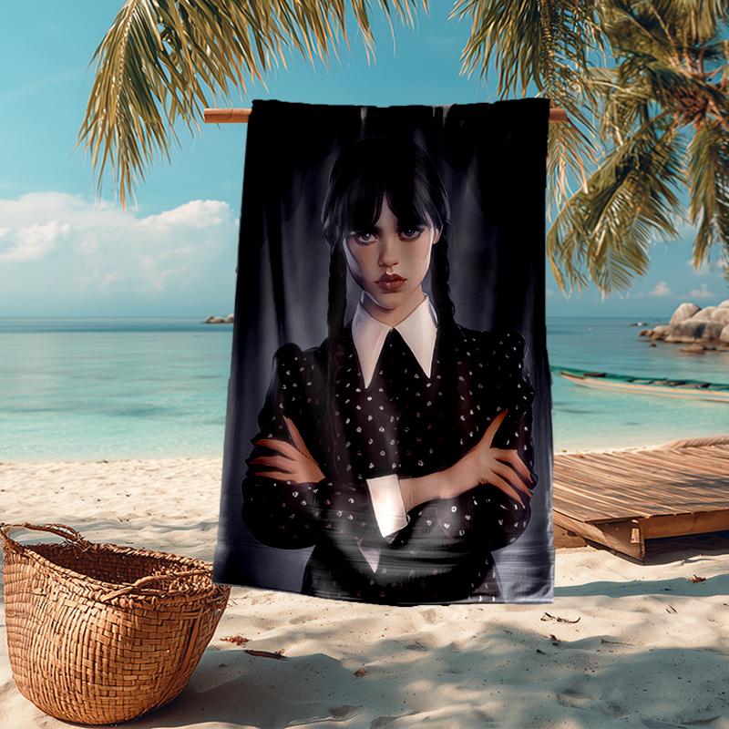 Ultra-Soft Beach Towel with Wednesday Theme,Ideal for Pool - Camping, Diving - Perfect Travel Essential, Vibrant Beach Towel.
