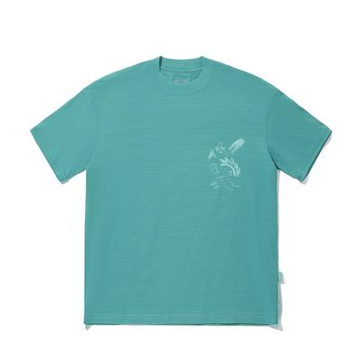 Li Ning X Insulaire Kollaboration Schlicht Locker Rundhals Pullover Bedruckt Bequemes Kurzarm T-Shirt Unisex Oberteile AHSVB55-4