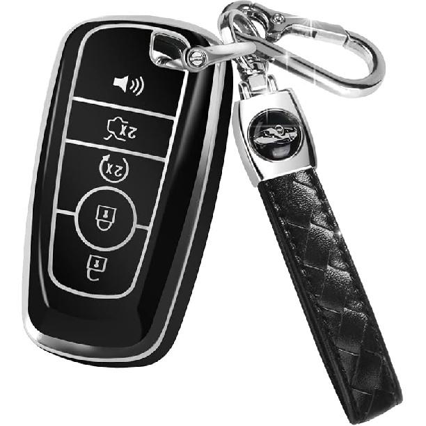 For Ford Key Fob Cover With Keychain,Car Key Case Shell Protector Holder 5 Buttons For Ford Explorer Fusion Escape Edge Expedition Mustang F150 F250