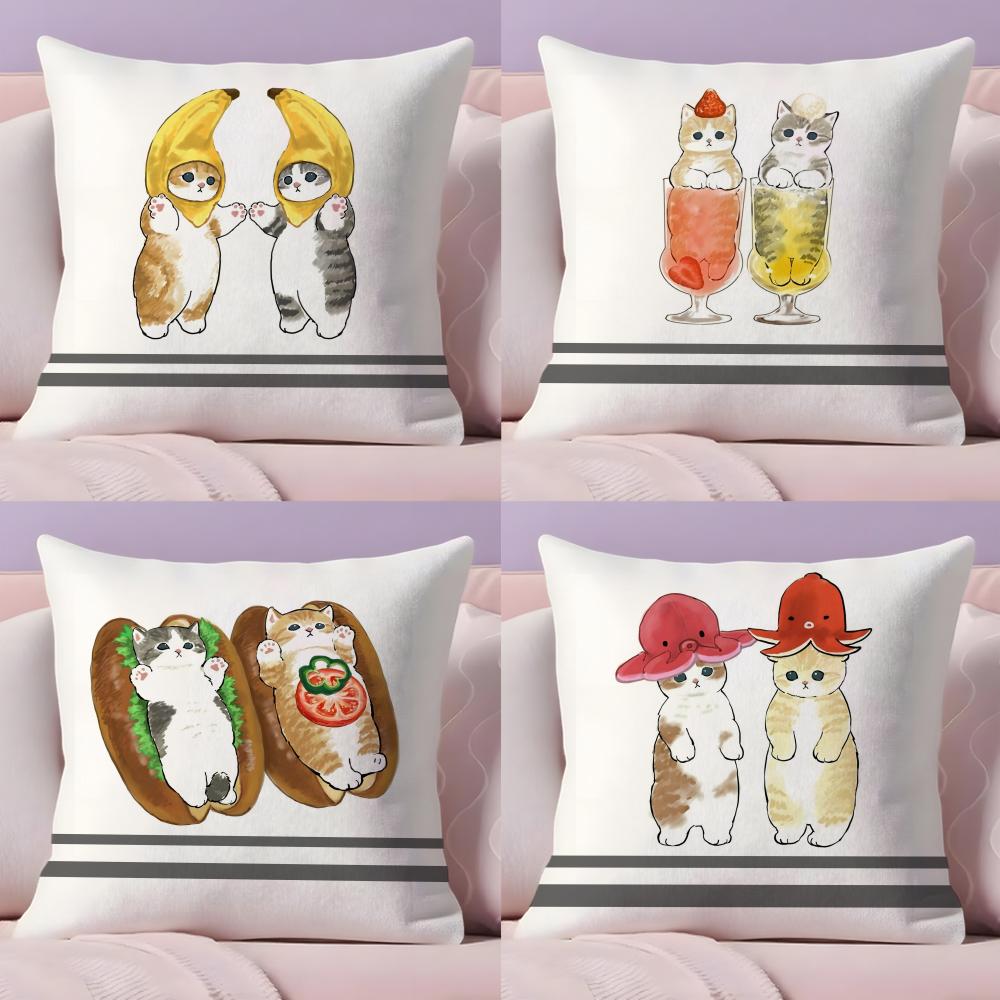 Cute Cat Cartoon Animal Cushion Cover Short Plush DoubleSided Printing Home Machine Washable In Warm Winter Pillow Cover