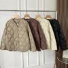 Giacca imbottita morbida senza colletto ultraleggera autunno inverno con scollo a V casual corta da donna casual ampia monopetto in piuma d'anatra