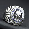 Skull Blue Gemstone Men's Ring Ring European and American Punk Style