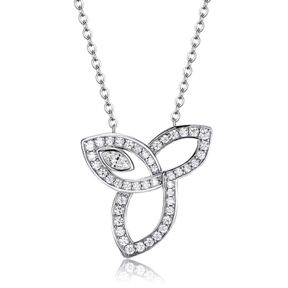 Lily Marquise 925 Silver Necklace with 5A High Carbon Diamond Clover Pendant - Elegant Light Luxury Clavicle Chain for Women
