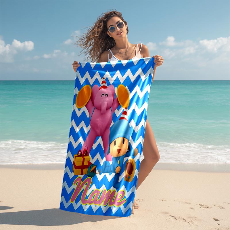 Personalized customized proof beach towel with Pocoyo pattern - soft, absorbent,quick-drying,perfect swimming,camping&bathing