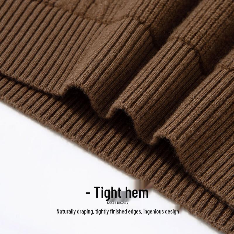 Hodo Men's 520g Heavy Pure Wool Semi-High Collar Sweater