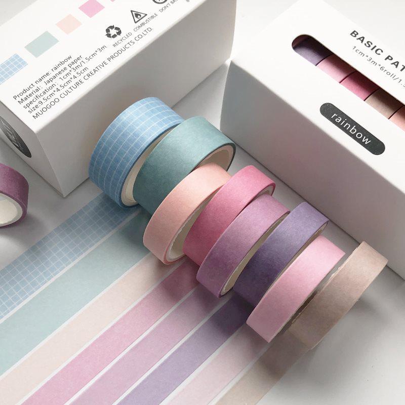 20-Roll Retro Washi Tape Set for Journals and DIY Crafts, Divider Line, Colorful Stickers