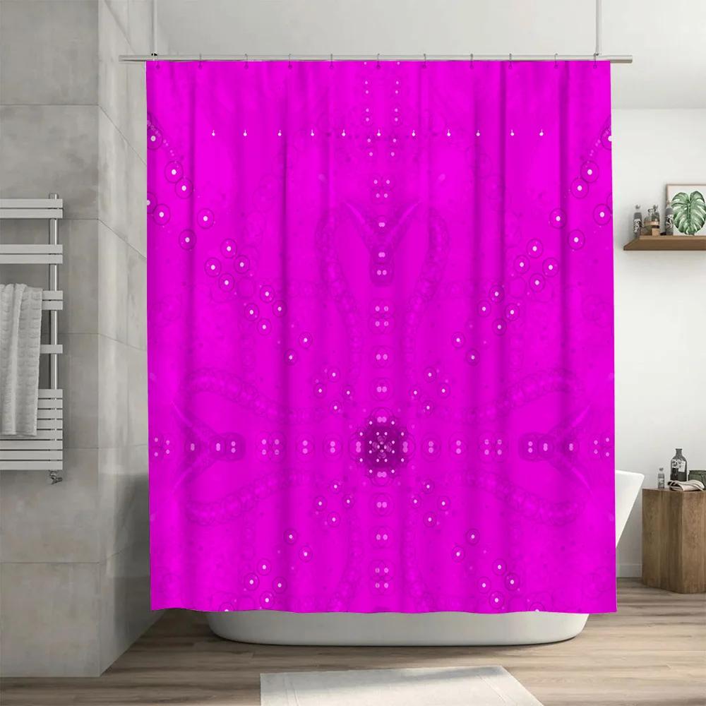 

Bright Pink Bath Curtain Decorative Shower Cloth With Unique Floral Pattern For Bathroom Perfect Gift Idea W60H190(CM)-1 Pcs