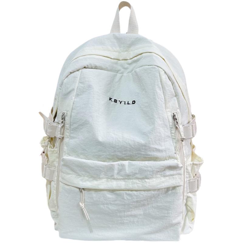 

Casual Simple Backpack College Student Schoolbags Solid Lightweight Backpacks Large Cpacity Commuting Travel Mochilas 43-31-15CM белый