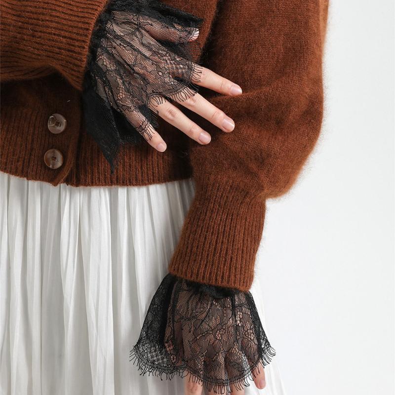 1 Pair Decorative Lace Sleeves Decorated Cuffs Fake Sleeve For Wedding Dress Wild Flounces Wrist Sleeves Pleated Wrist Cuffs