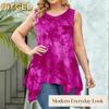 Women's Fashion Casual Solid Color Print Sleeveless O-Neck Blouses & Shirts