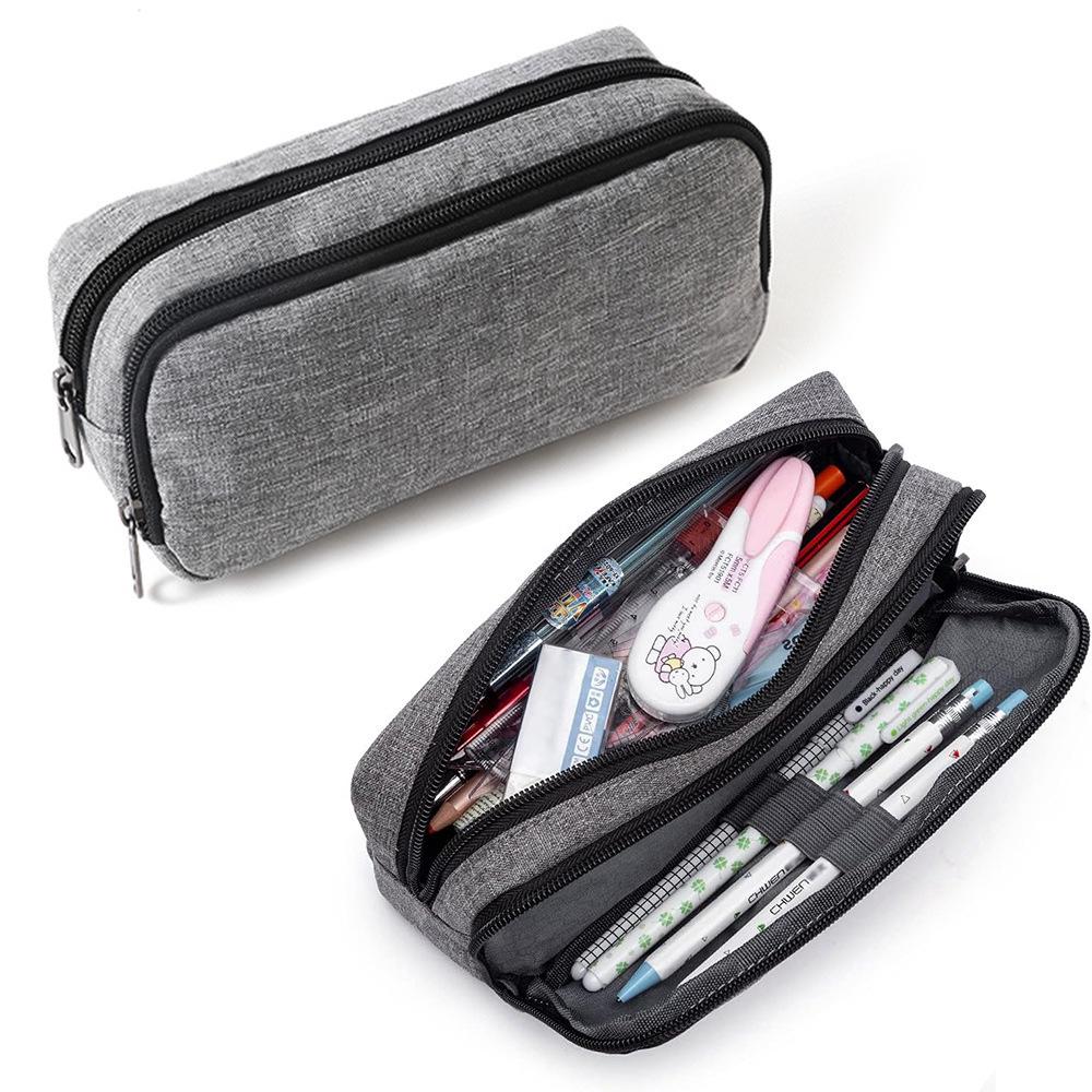 Large Capacity Student Pencil Case: Double-Layer Portable Stationery Bag for Primary & Secondary School