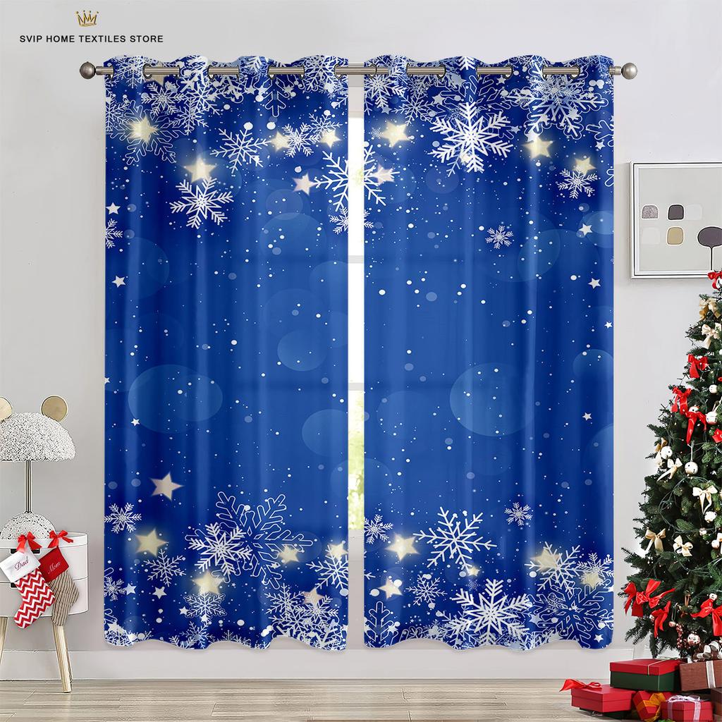 Perdele Luminoase pentru Pomul de Crăciun, Om de Zăpadă, Fulgi de Nea, Imprimate 3D, Decorațiune pentru Petrecere de Sărbători, Pot Fi Personalizate, 2 Buc.