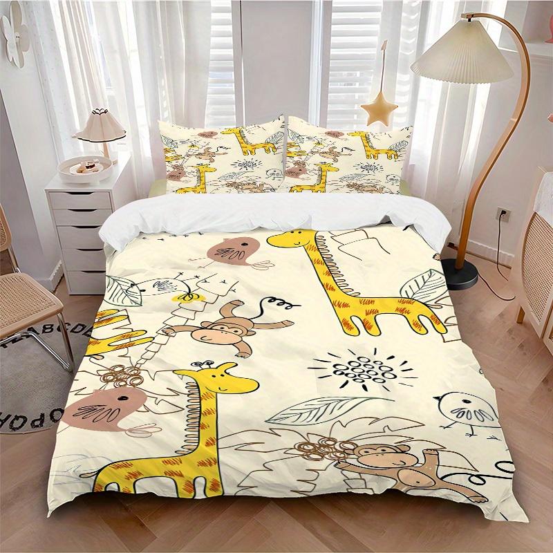 

3pcs Animal-themed Giraffe Soft and Comfortable Breathability, Bedding Set, Machine Washable, Suitable for All Seasons122 135x200cm
