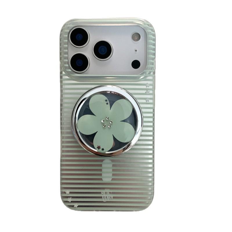 Electroplated Rhinestone Flower Magnetic Stand Case for iPhone 17 Pro Max / 16 Pro Max / 15 / 14