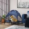Dog Bed with Canopy, Outdoor Dog Bed, Foldable, Elevated Stand, Blue + Black